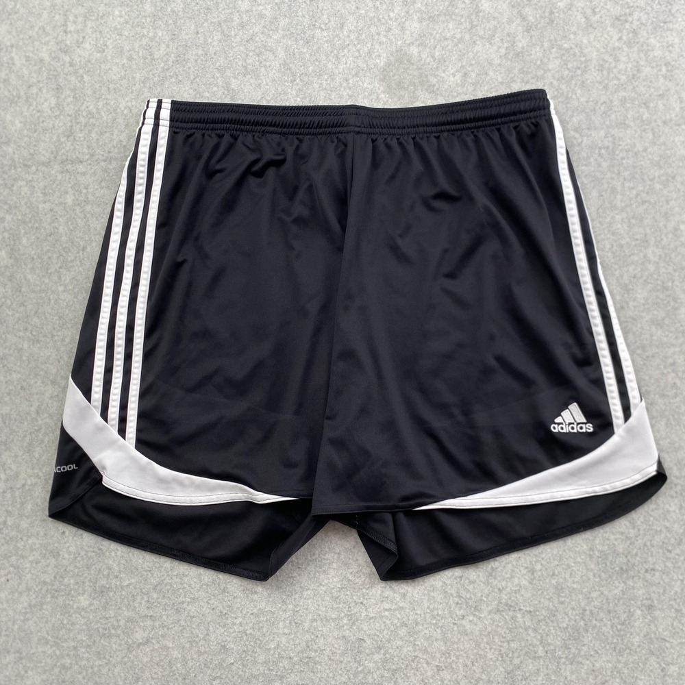 Adidas Shorts Mens XL (33x5) Black ClimaCool 3 Stripe Running Gym Athletic
